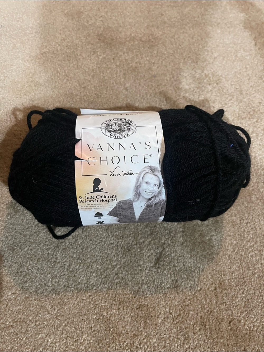Vanna's Choice Black Acrylic Yarn - Soft Knit Skein
